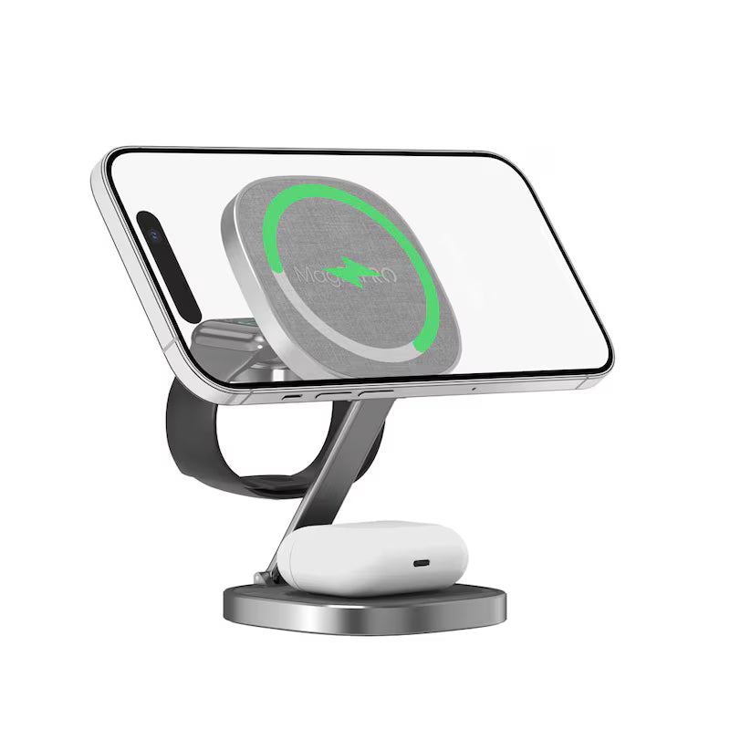 XLAYER MagFix Pro 3 in 1 Induktive Ladestation grau, 15 Watt