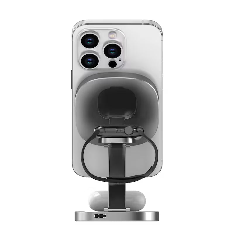 XLAYER MagFix Pro 3 in 1 Induktive Ladestation grau, 15 Watt