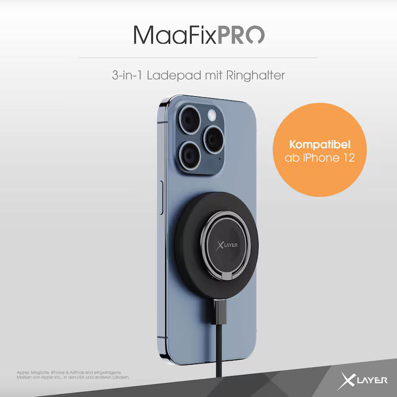 XLAYER MagFix Pro 3-in-1 Induktive Ladestation schwarz, 15
