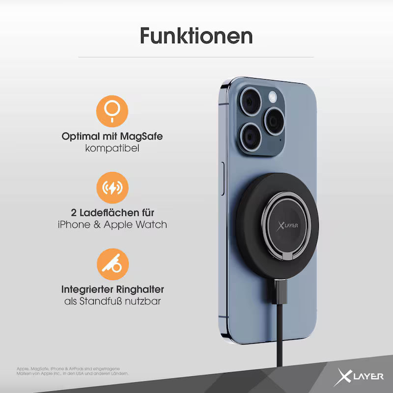 XLAYER MagFix Pro 3-in-1 Induktive Ladestation schwarz, 15
