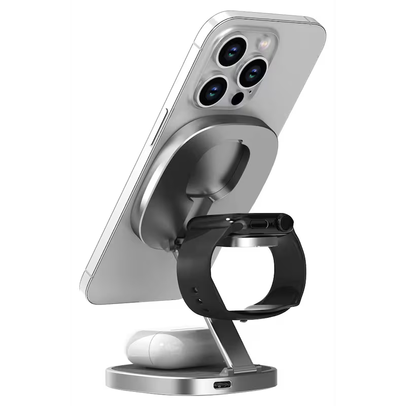 XLAYER MagFix Pro 3 in 1 Induktive Ladestation grau, 15 Watt