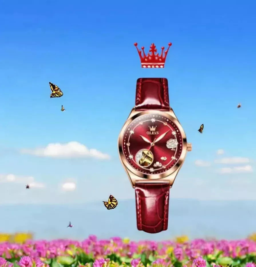 Uhr Frauen Olevs Mode Mechanische Automatik Skelett Lady Fashion Luxus