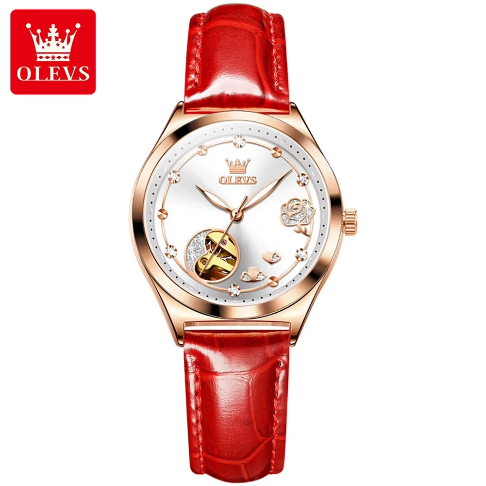 Uhr Frauen Olevs Mode Mechanische Automatik Skelett Lady Fashion Luxus