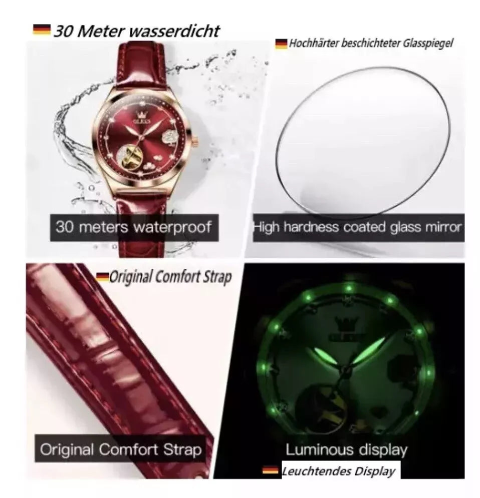 Uhr Frauen Olevs Mode Mechanische Automatik Skelett Lady Fashion Luxus