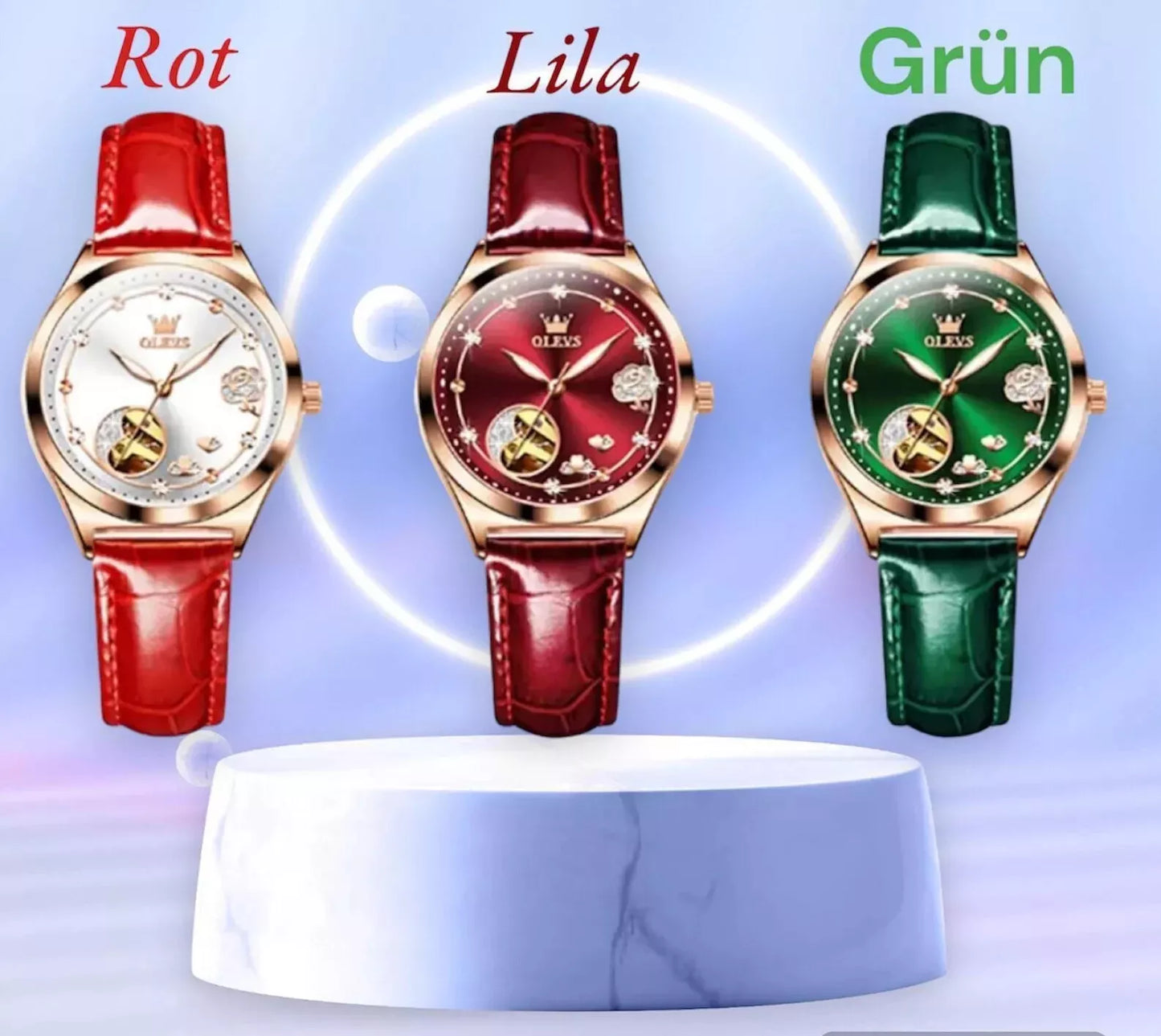 Uhr Frauen Olevs Mode Mechanische Automatik Skelett Lady Fashion Luxus