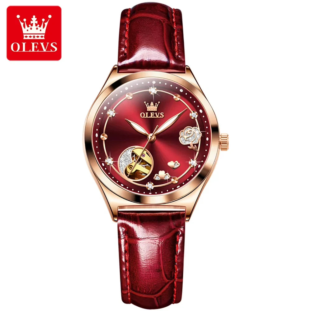 Uhr Frauen Olevs Mode Mechanische Automatik Skelett Lady Fashion Luxus