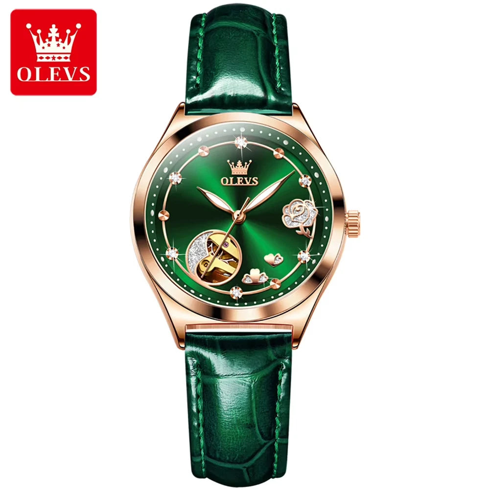 Uhr Frauen Olevs Mode Mechanische Automatik Skelett Lady Fashion Luxus
